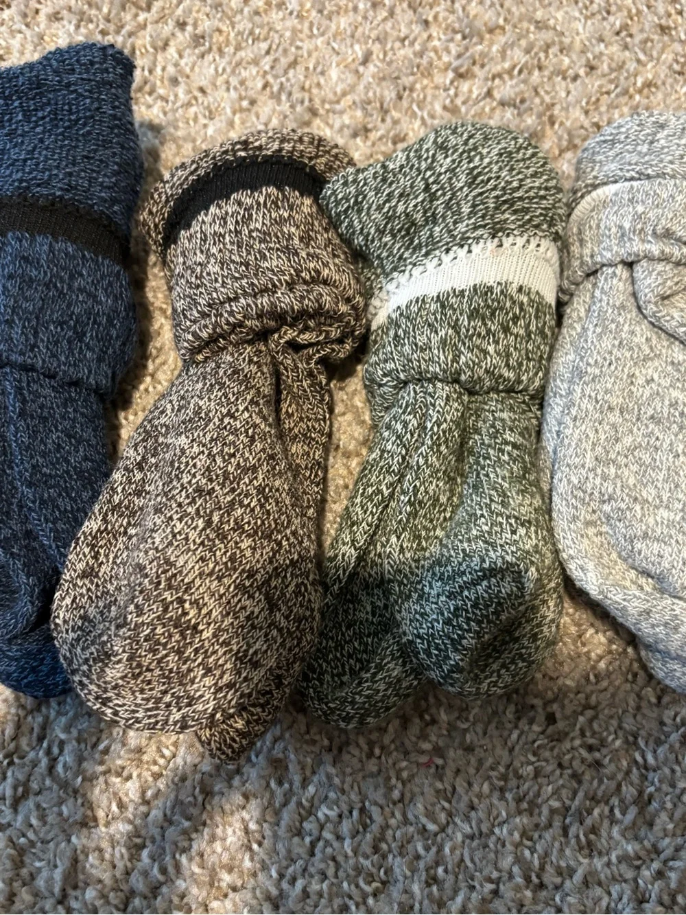 Cozy Men's Crew Socks - Blue, Brown, Green, Gray - Pack of 4